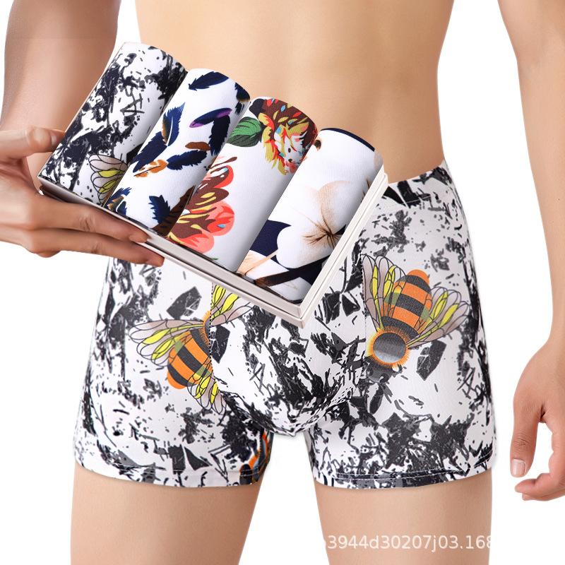 

Мужское нижнее белье, трусы с плоскими углами, принтованные трусы-боксеры, летний тонкий и дышащий стиль L