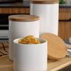 European Kitchen Ceramic Sealed Pot Coffee Milk Powder Food Storage Jar White Storage Bottle with Wooden Lid Home Decoration New