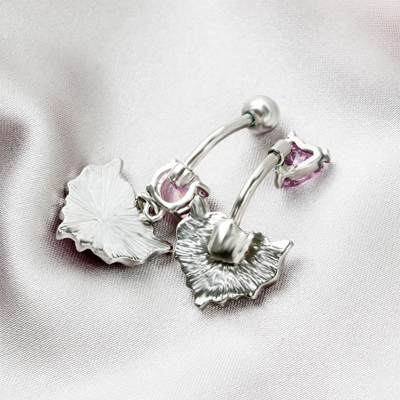 Heart Belly Button Rings Pink Women  Belly Ring Dangle Navel Piercing Barbell Pircing Body Jewelry