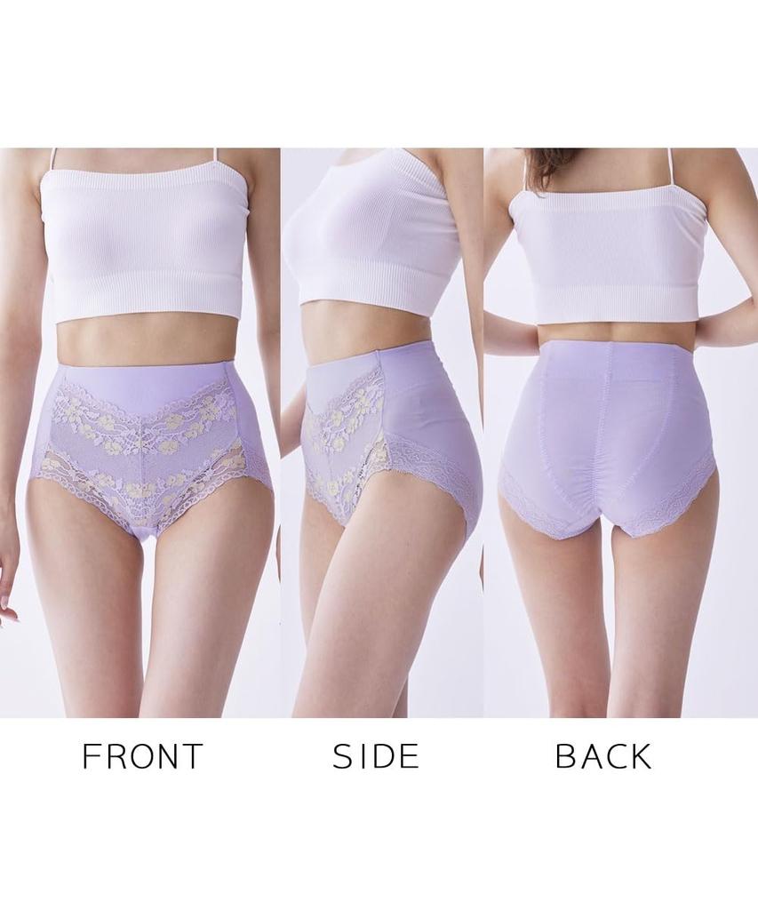 Nissen Shapewear Cotton Blend Supports the Stomach and Lace Smoky Size 3L Women's 3-in-1 Girdle, Stretch, Hips, Deep-Length Panties, 4-Pack, Color,