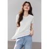 VICTORIA&VERA Women's Ribbed High-Stretch Mulberry Silk Short Sleeve T-Shirt