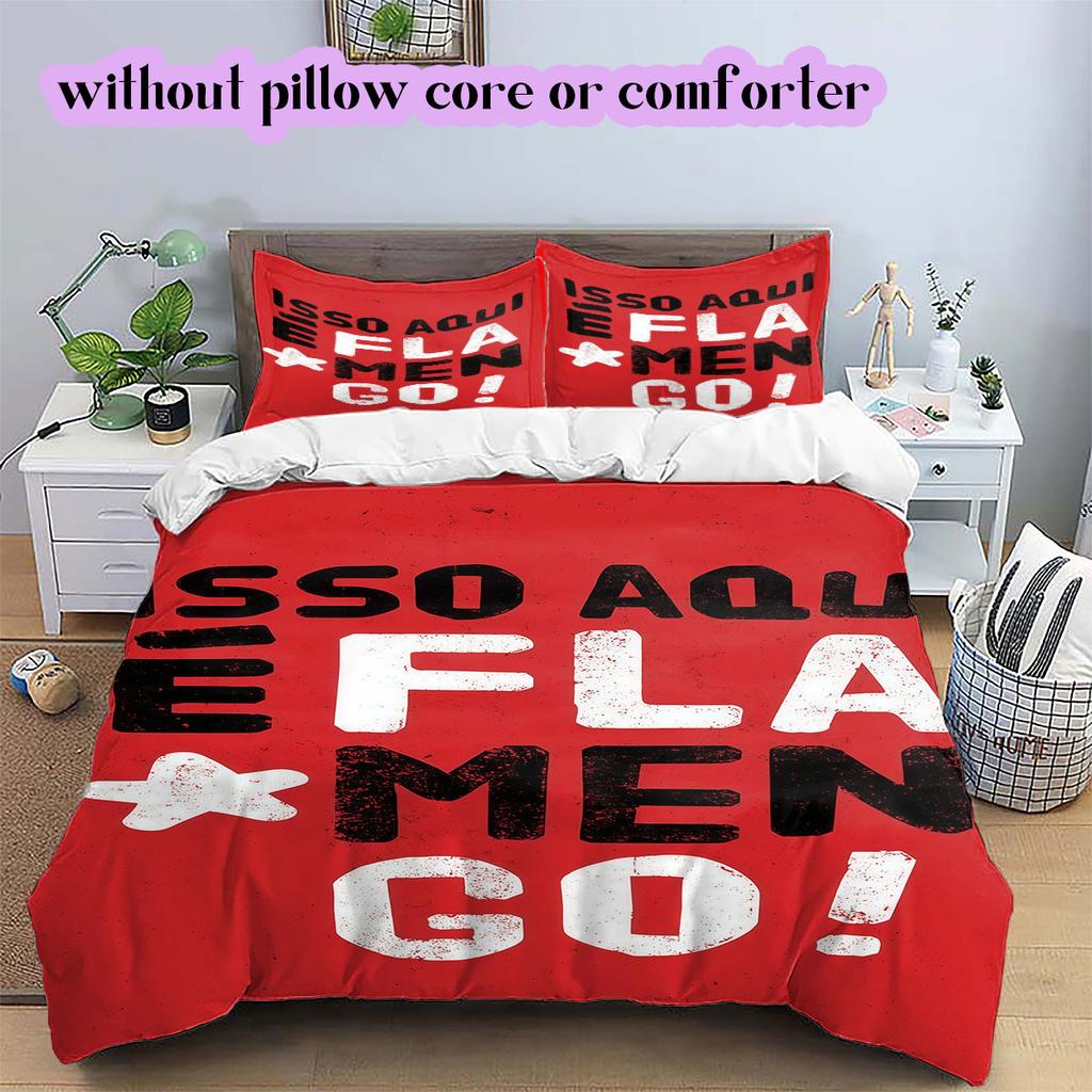Flamengo Football Soccer Pattern Bedding,Quilt Set Quilt Cover Pillowcase Home Birthday Gift (1*duvet Cover+2*pillowcase,without Core)