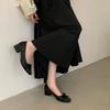 2025 new autumn square head satin bow evening breeze with skirt light mouth thick medium heel female Mary Jane single shoes