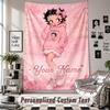 Custom Tapestry Wall Hanging, Betty Boop Personalized Name Text Home Wall Decor