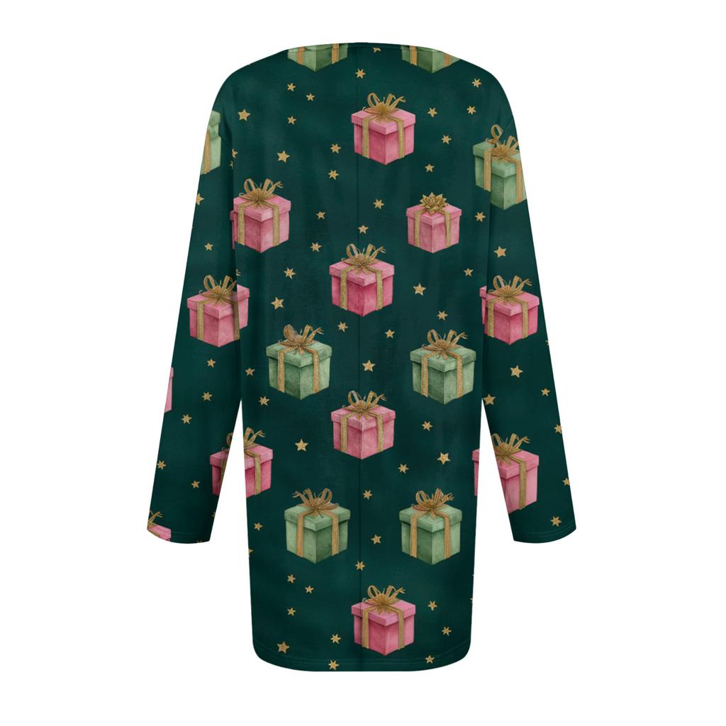 Women's Fashionable Casual Long Sleeved Plus Size  Print Top Plus Size Floral Print Top