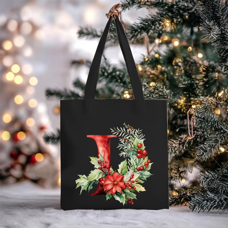 Christmas letter flower print niche trend tote bag shoulder bag