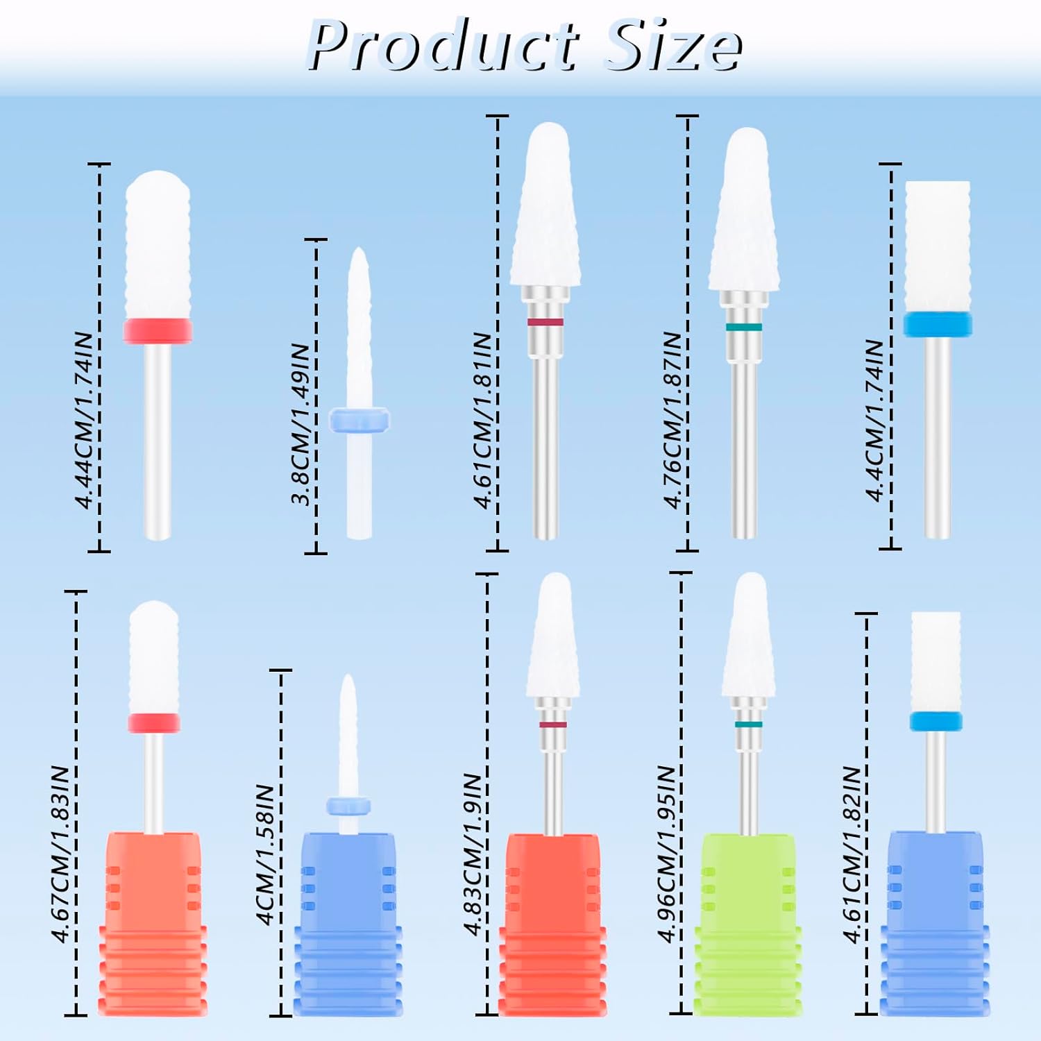 5 PCS Ceramic Nail Drill Bits Set, 3/32 Inch Professional Acrylic Nail File Drill Bit, Gel Nail & Cuticle Polishing Tools for Manicure & Pedicure