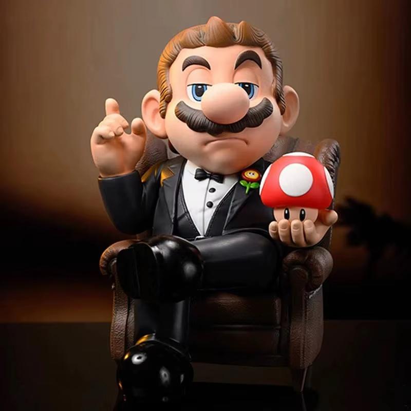 Genuine Anime Mario Game Figures Gk Godfather Mario Maurer Action Figures Pvc Collection Model Toy In Stock