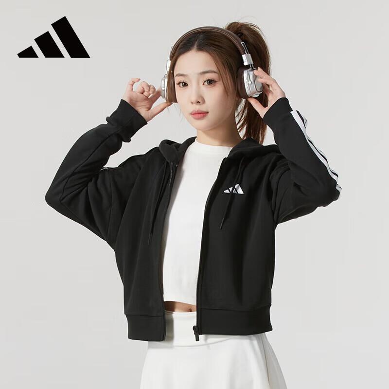 

Adidas Women s 3-Stripes Hooded Full-Zip Jacket M