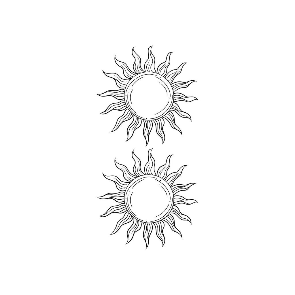 Small Fresh Line Sun Tattoo Sticker Waterproof And Long-Lasting Non-Reflective Resort Style Arm Tattoo Sticker