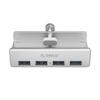 Hub rozdzielacz MH4PU na zacisk do biurka monitora 4x USB-A - srebrny