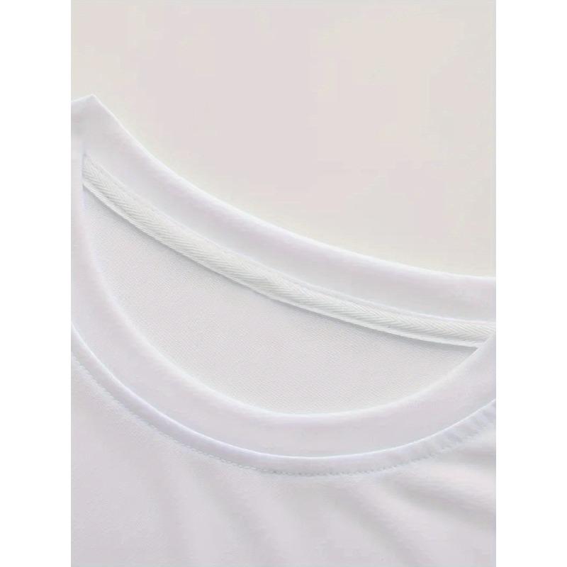 Tailles européennes T-shirt décontracté à manches courtes pour homme avec design de lettres unique - Polyester respirant, col rond, haut mode été