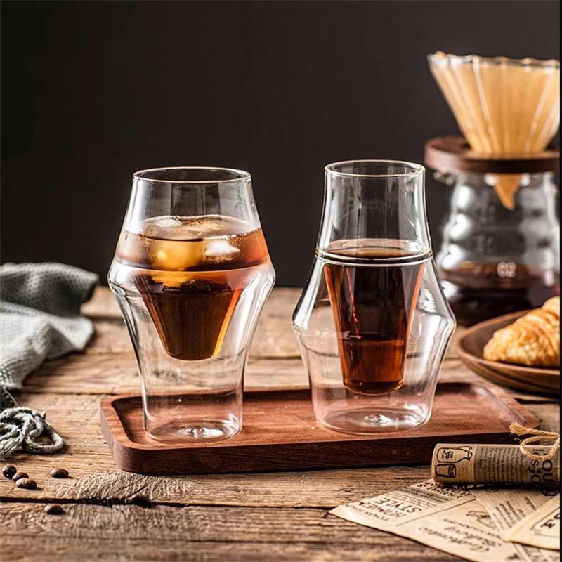 Dubbelväggig glas espressokaffemugg transparent högt borosilikatglas te latte vinglas bar barista café tillbehör