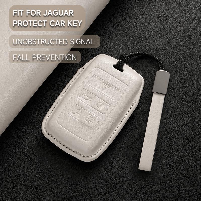 Leather Car Key Cover Case Protection Shell Keychain For Jaguar XE XJ XJL XF A9 C-X16 V12 Guitar F-type E-Pace