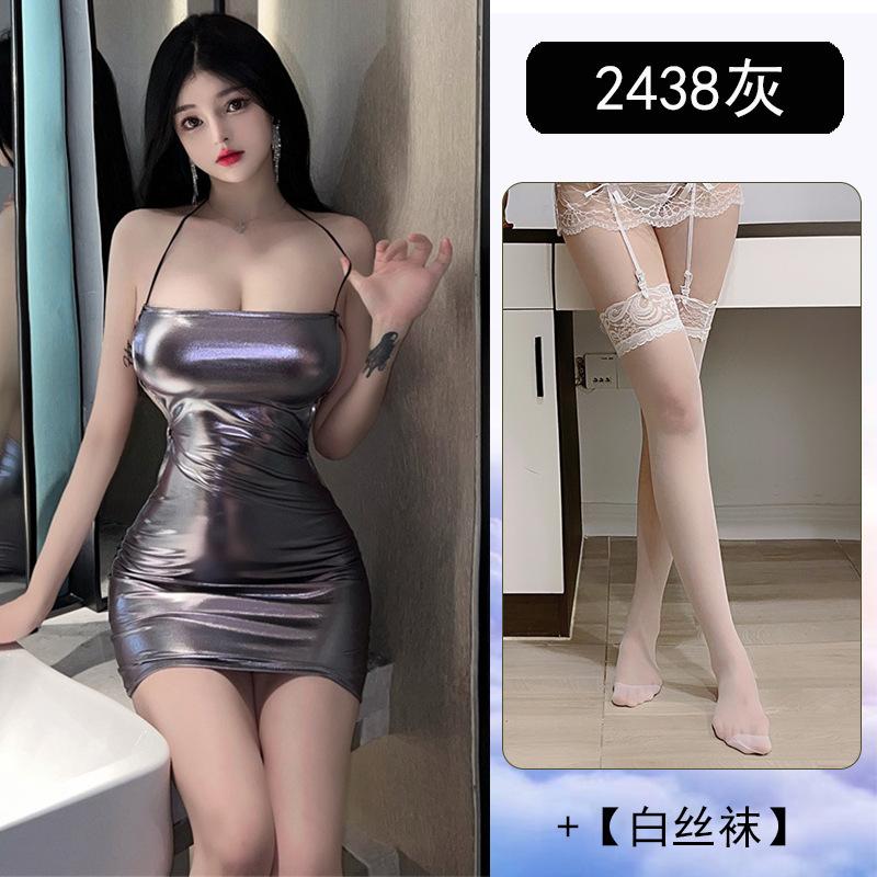 Sexy underwear female sexy hot girl style low chest tight and thin heart scheming backless strap nightclub hip skirt
