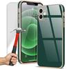 Protective Case - Luxury Fashion - iPhone 12 - Night Green - Gold Border - Pack of 2 Tempered Glass