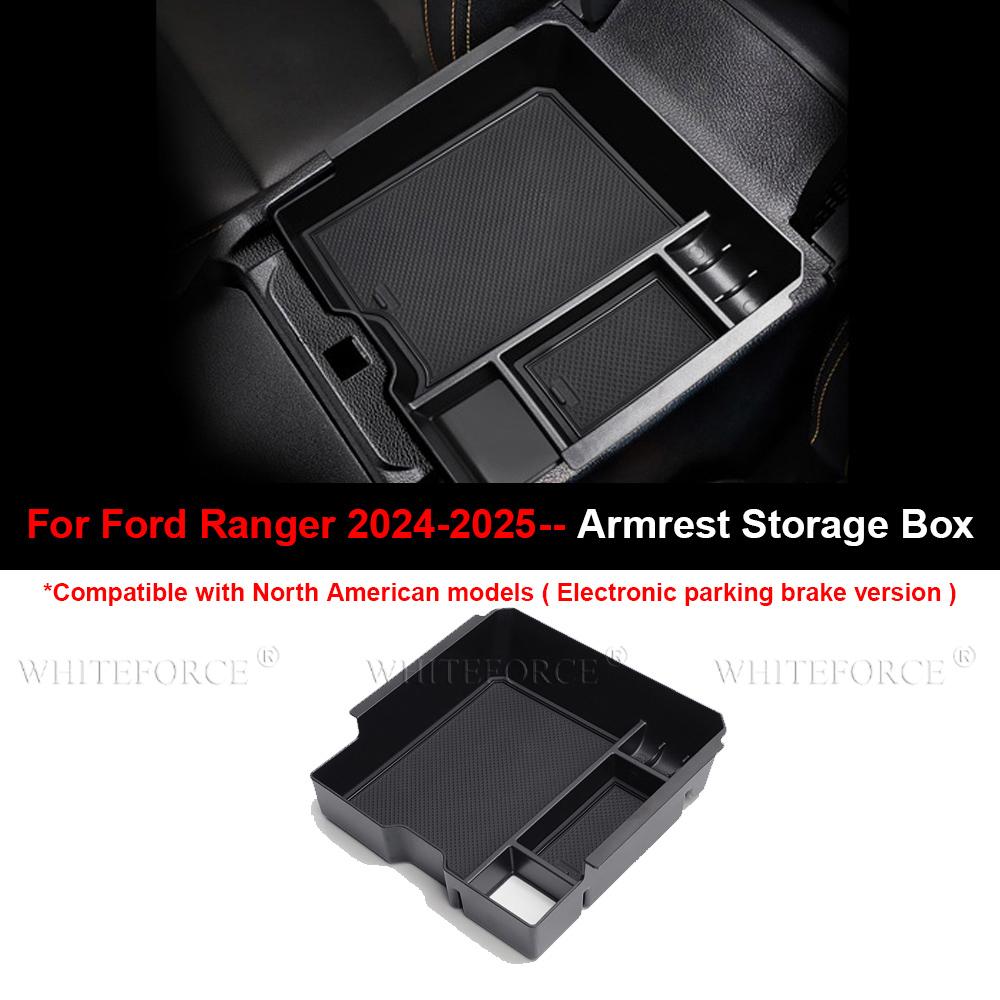 For Ford Ranger 2024-2025 Silicone Center Console Water Cup Holder Electric Handbrake Armrest Storage Box Layered Organizer Tray