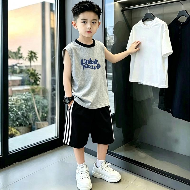 Boys' Color Block Vest & Striped Shorts Set - Summer 2026 Trend for Kids