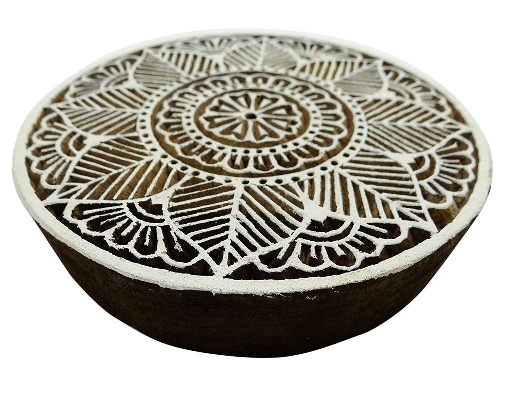 Floral Indian Scrapbook Stempel Holz Druckblock Kunst braun Briefmarken für