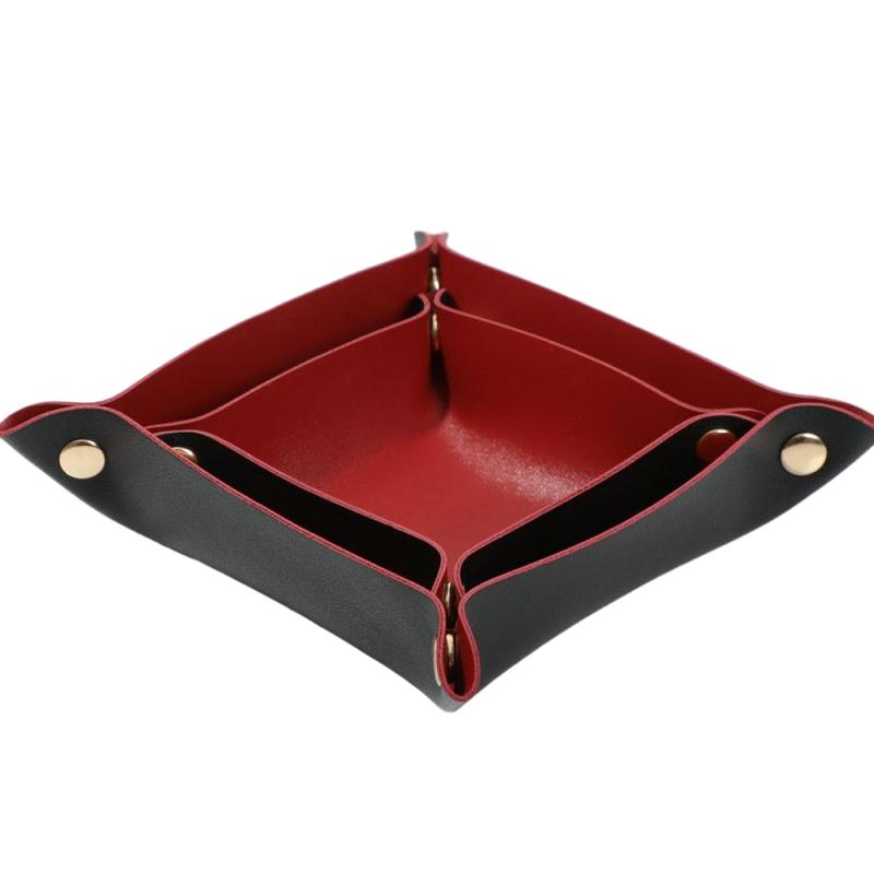 2PCS Nordic Leather Desktop Storage Tray PVC Leather Jewelry Cosmetic Key Storage Tray Desktop Folding Organizer Storage Box