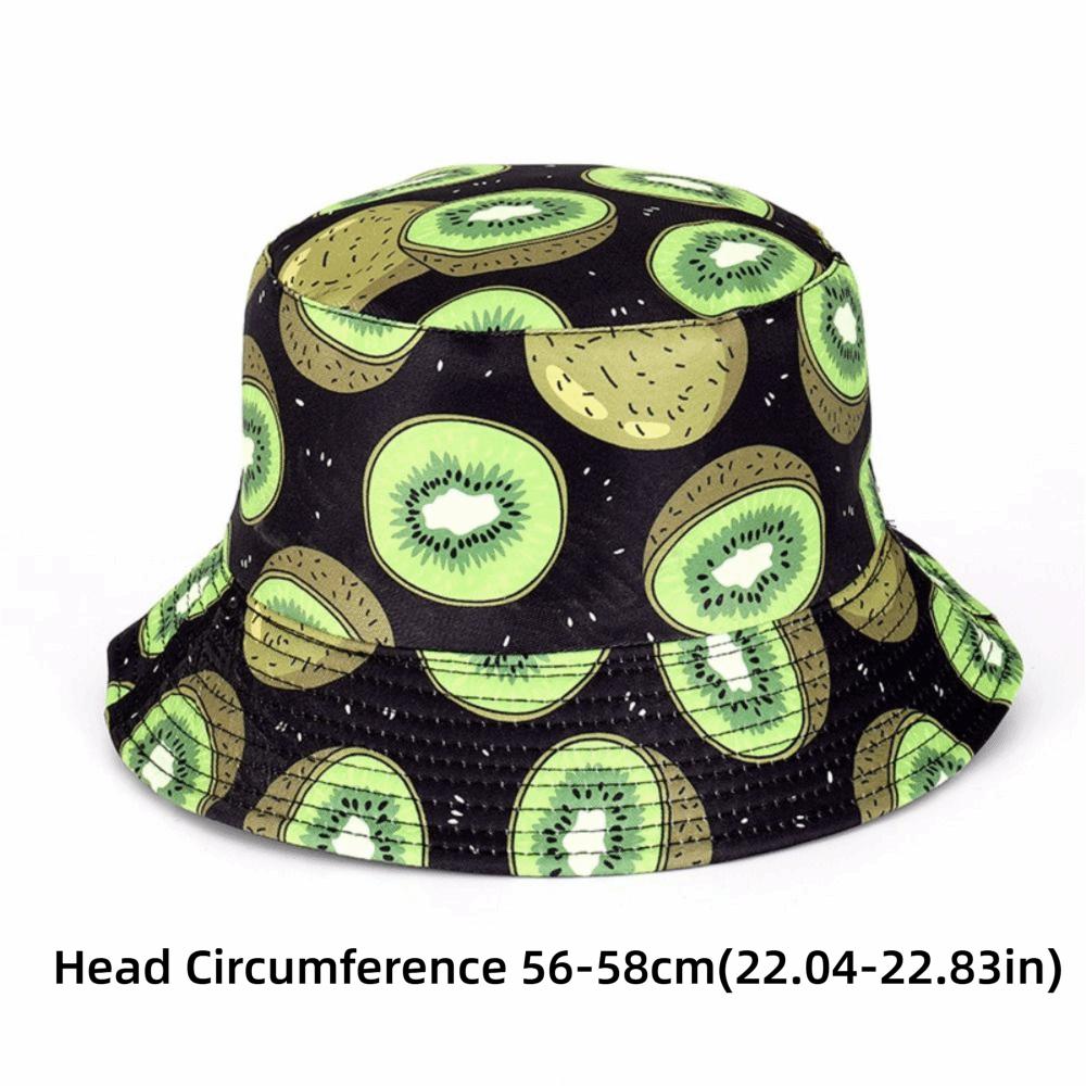 Fruit Pattern Fisherman Hat Double-Sided Panama Hat Leisure Style Beach Hat for Men Women