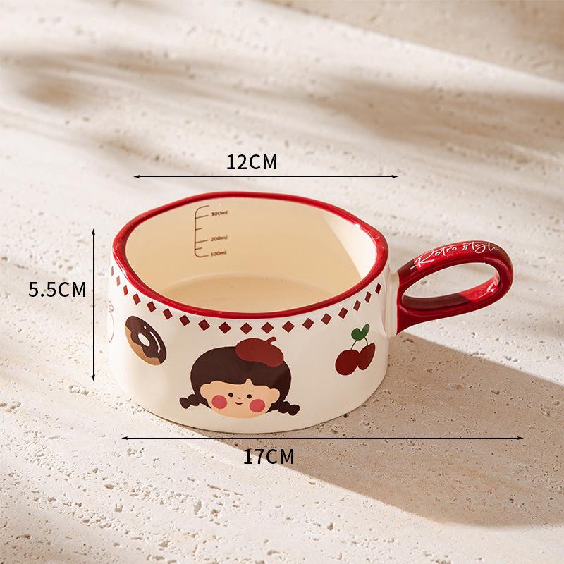 Ceramic Breakfast Cup Milk Oatmeal Cup Exquisite Coffee Cup In Retro Cartoon Cute Pet Creative Cup