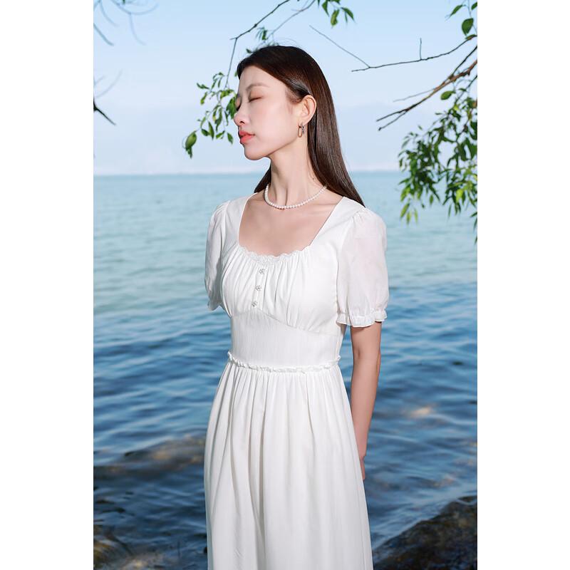 

Sancai 2025 Summer Plus Size Embroidered Cotton Square Neck Dress M 160/88B