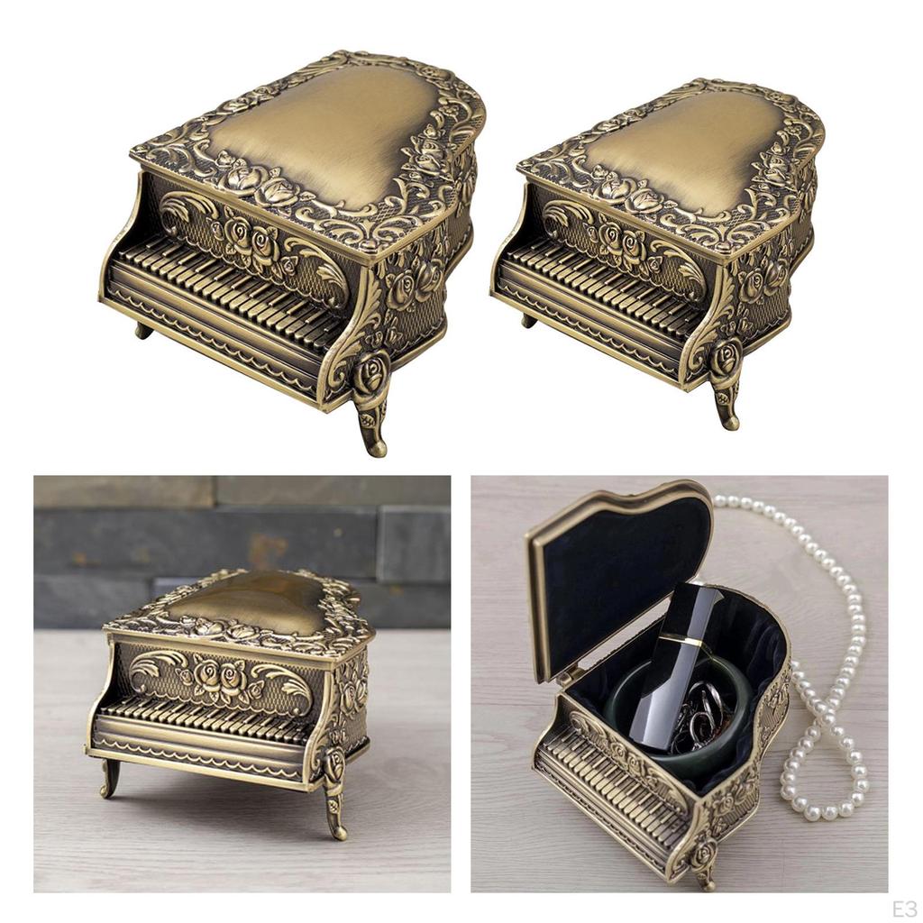 Metal Jewelry Box Storage Birthday Gift for Women Vintage Design Keepsake Trinket