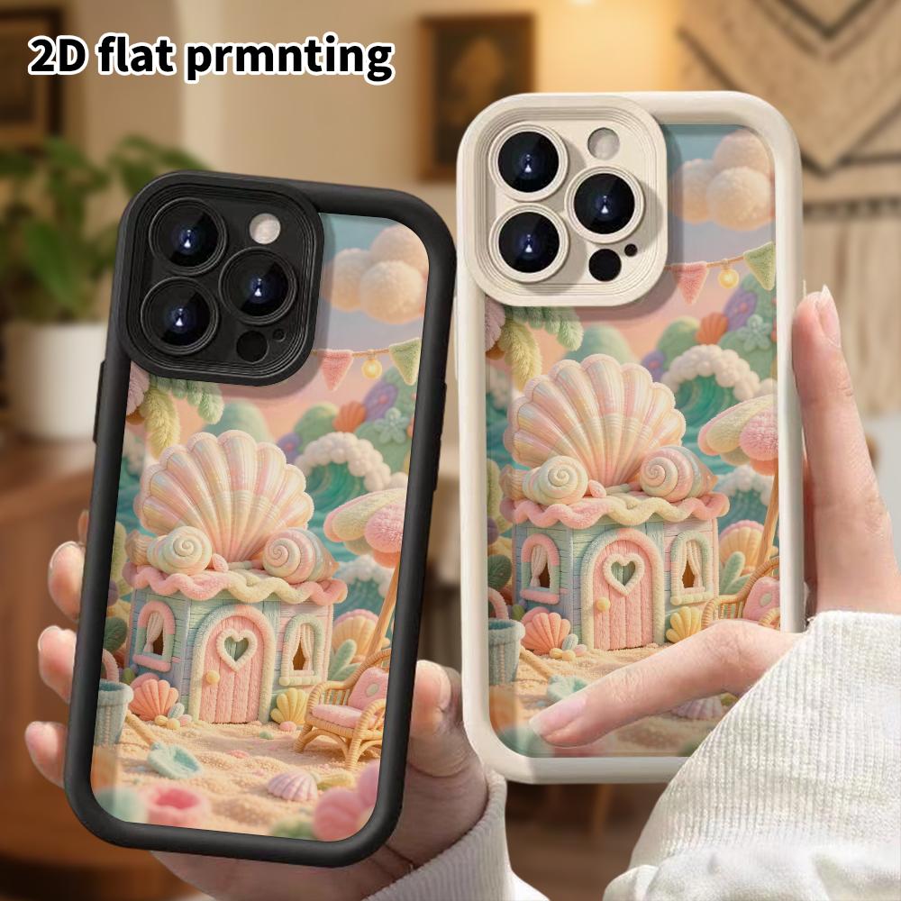 Phone Case: 2D flat, fits iPhone 18, 17, 16, 15, 14, 13, 12Pro protective case, beach hut, perfect Christmas and Halloween holiday gift