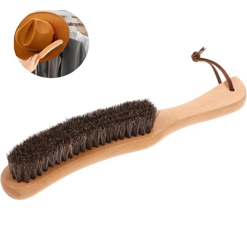 Wooden Clothes Brush Horse Hair Brush Lint Brush for Suits Suede Velvet Wool Fabrics to Easily Remove Fluff Fuzz Dust Pet Hair