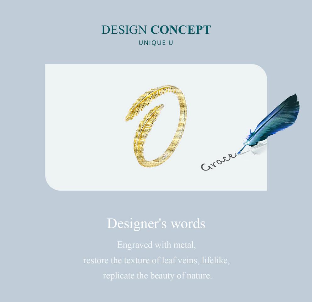 Inel de deschidere cu frunze de aur din argint 925 BAMOER, inel reglabil cu frunze simple, pentru femei, bijuterii fine șic