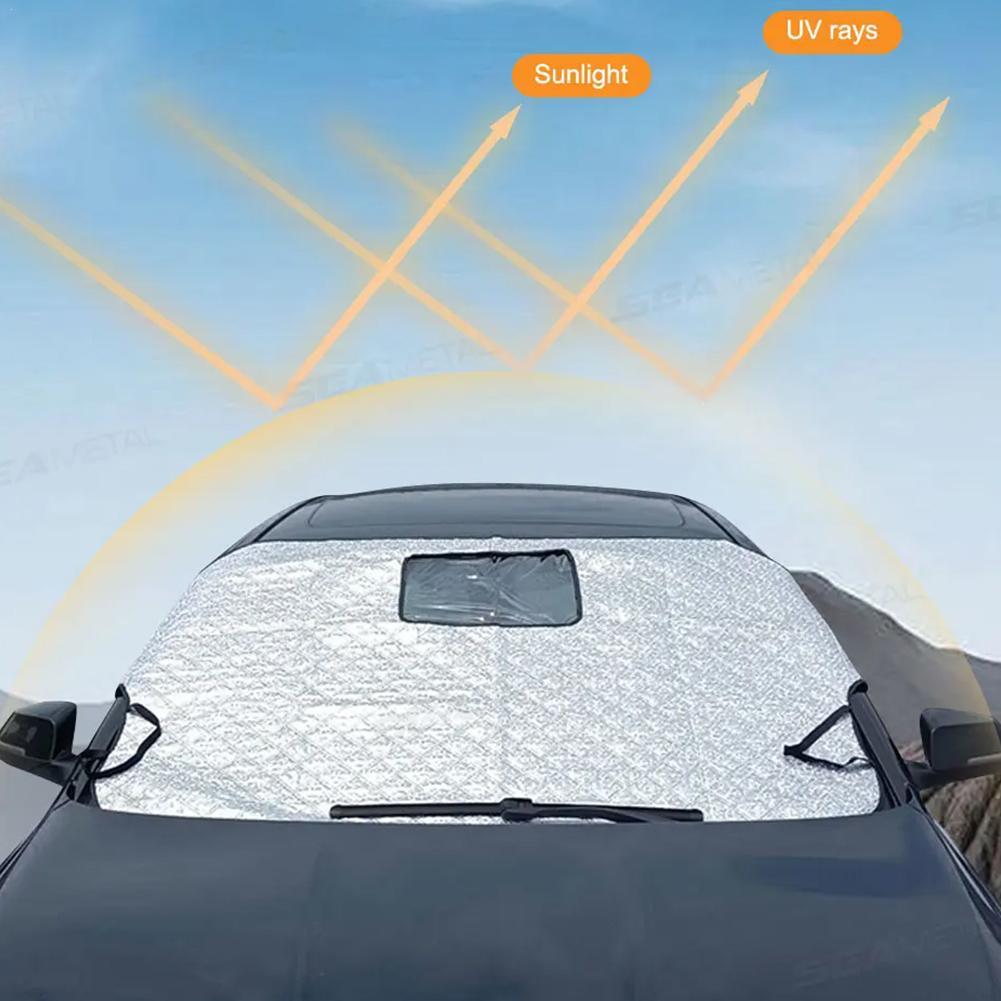 

Car Windsheild Snow For Winter Outdoor Snow-Proof Protection Cover Sun Shade With Dashcam Hole Car Windproof Strap