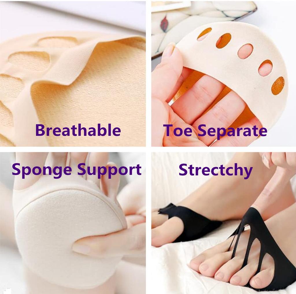 RuiChy Toe Socks with Toe Inner Foot Sweat Odor Sole One Size Fits All Socks, Five-Toe Holes, 6-Pair Set, Socks, Low-Profile Covers, Absorbent,