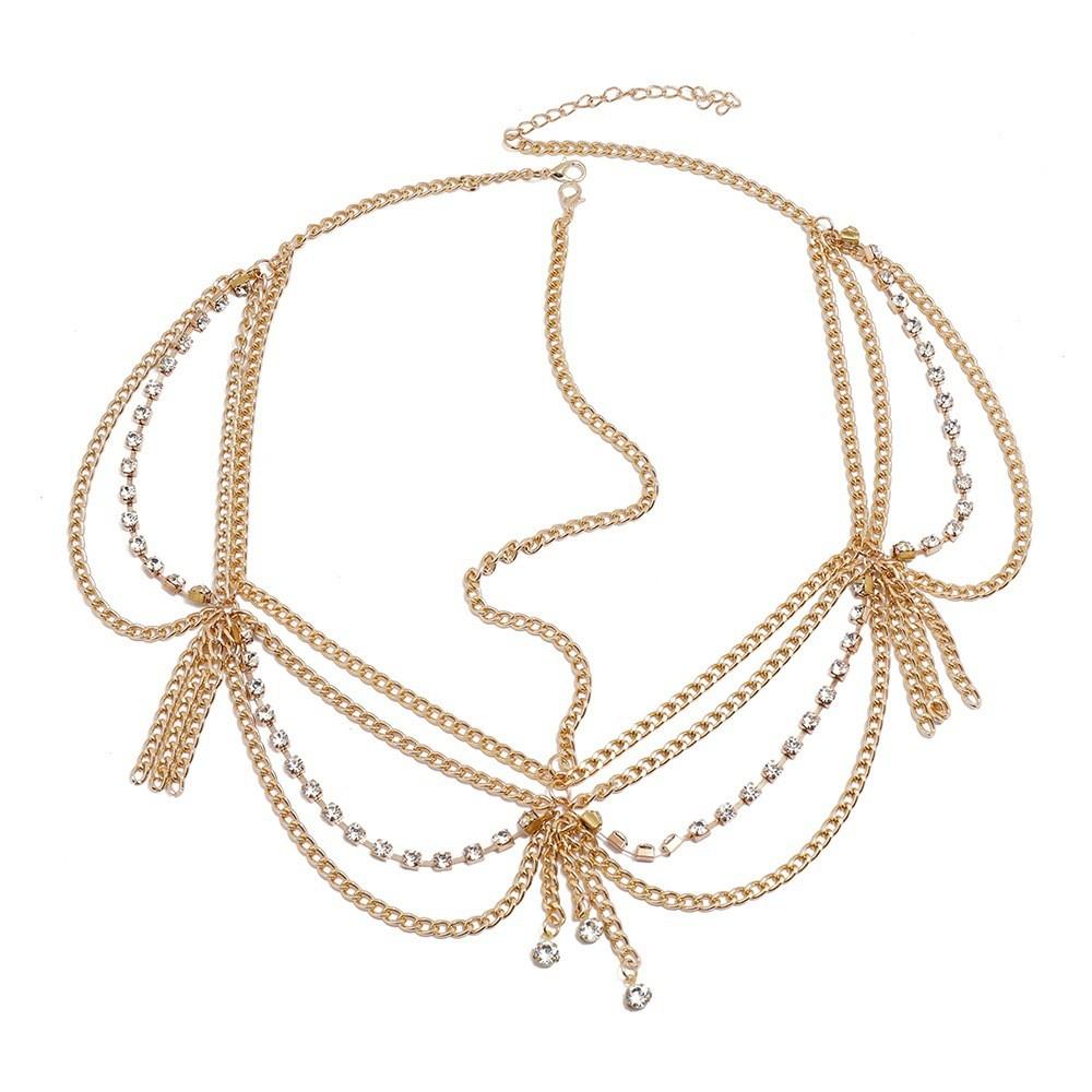 

Elegant Multi Rhinestone Layer Chain Tassel Design Women Jewelry Headwear