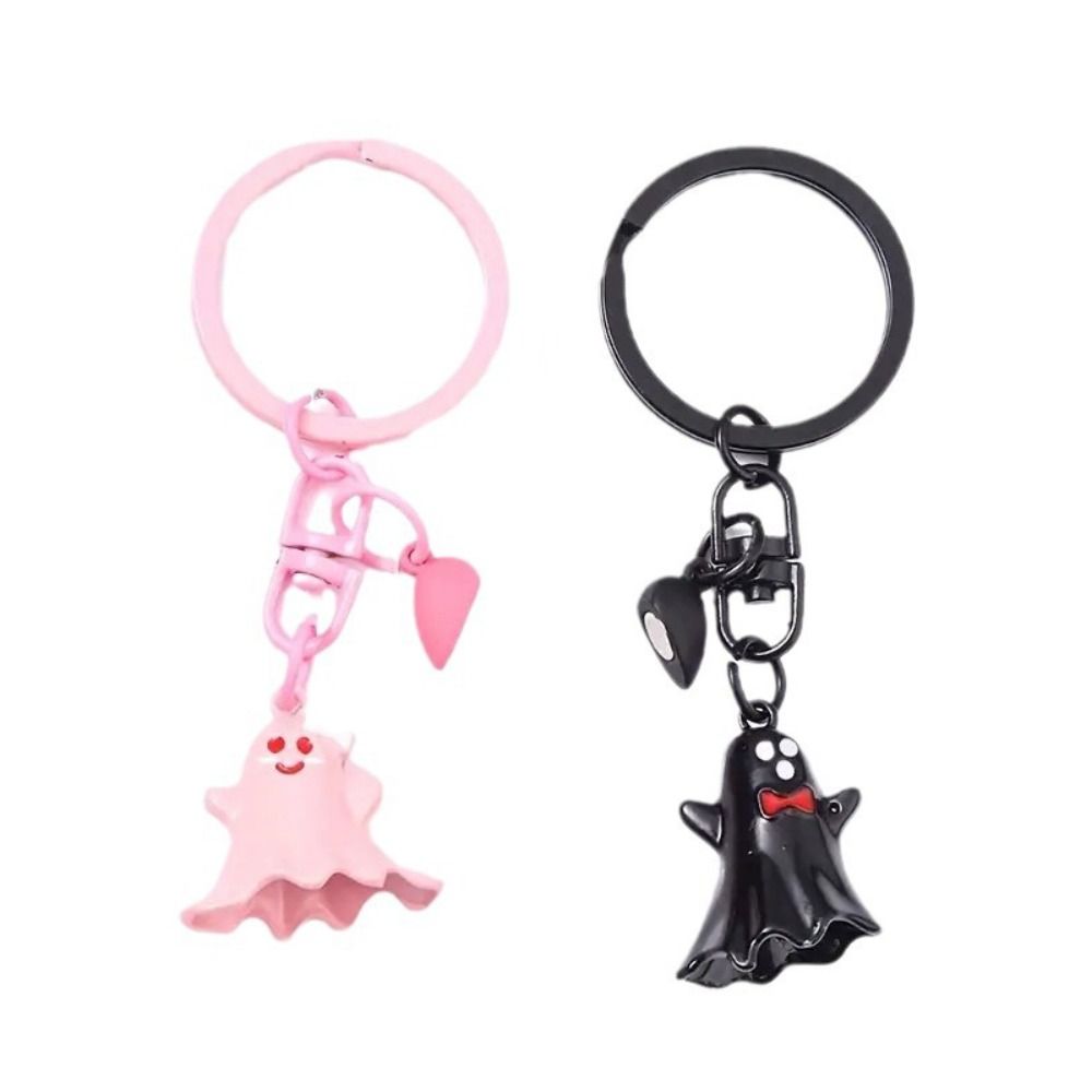 1Pair Bag Hanging Halloween Ghost Keychain Cute Key Rings Minority Magnetic Ghost Pendant  Gift