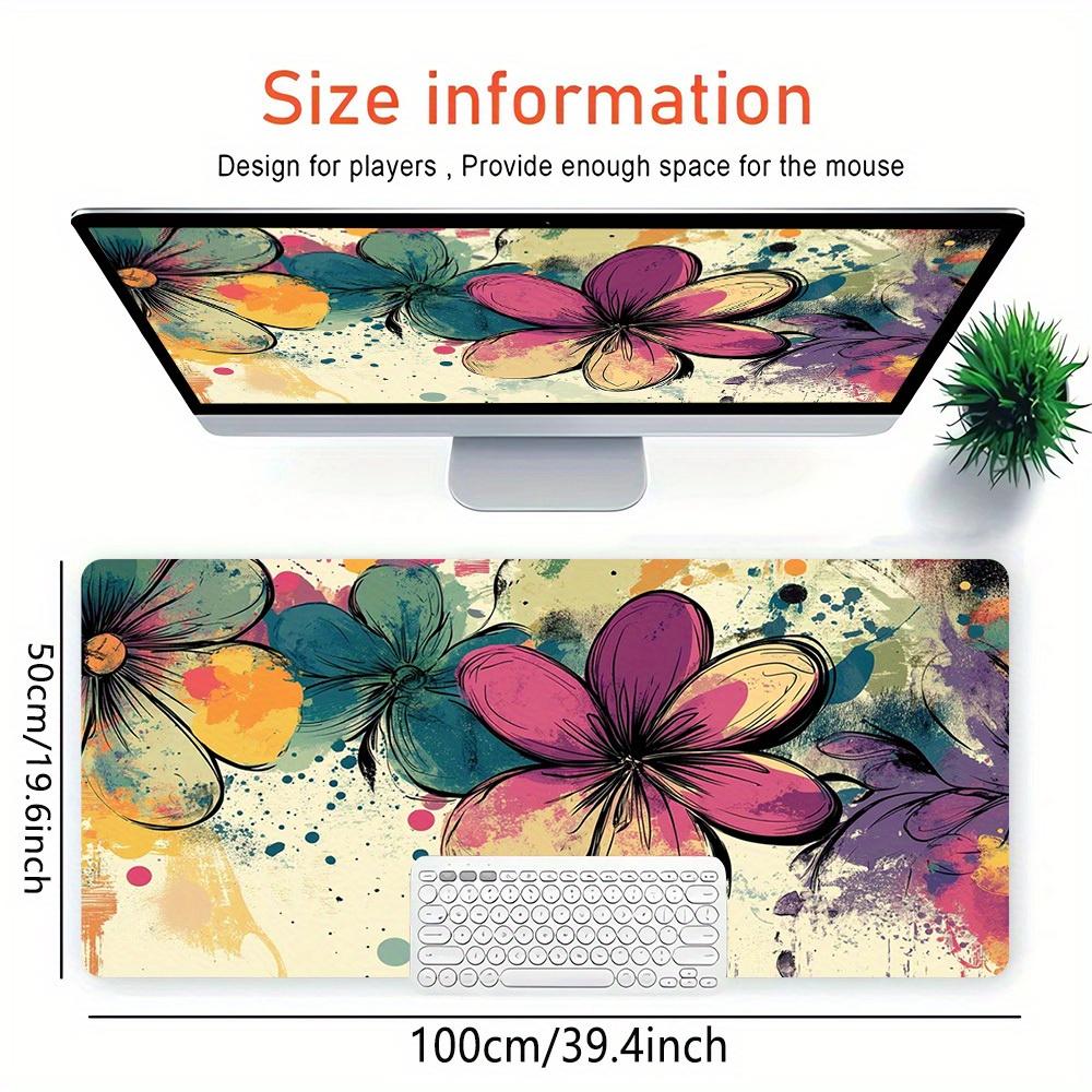 1pc Large Gaming Mouse Pad, UV Reactive Non-Slip Desk Mat, Washable PolyesterFloral, Abstract, VibrantComputer Pad with Vibrant Game Machine