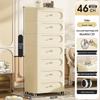 Cream Style Plastic Storage Cabinet: Thick Drawer-Type Bedside Table for Bedroom or Living Room Snack Storage.
