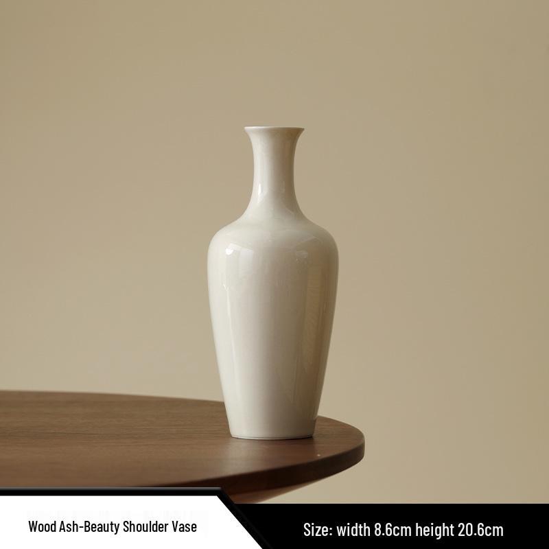 Elegant Ceramic Guanyin Vase: Zen-Inspired Shoulder Vase for Flowers and Ornaments