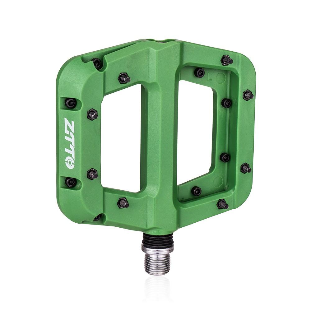 ZTTO Bike Pedal Nylon Fiber 9/16 Inch Non-Slip Platform Flat Pedals Bearing Bicycles Pedal for Road Bike Mountain Bike MTB Bearing зелёный
