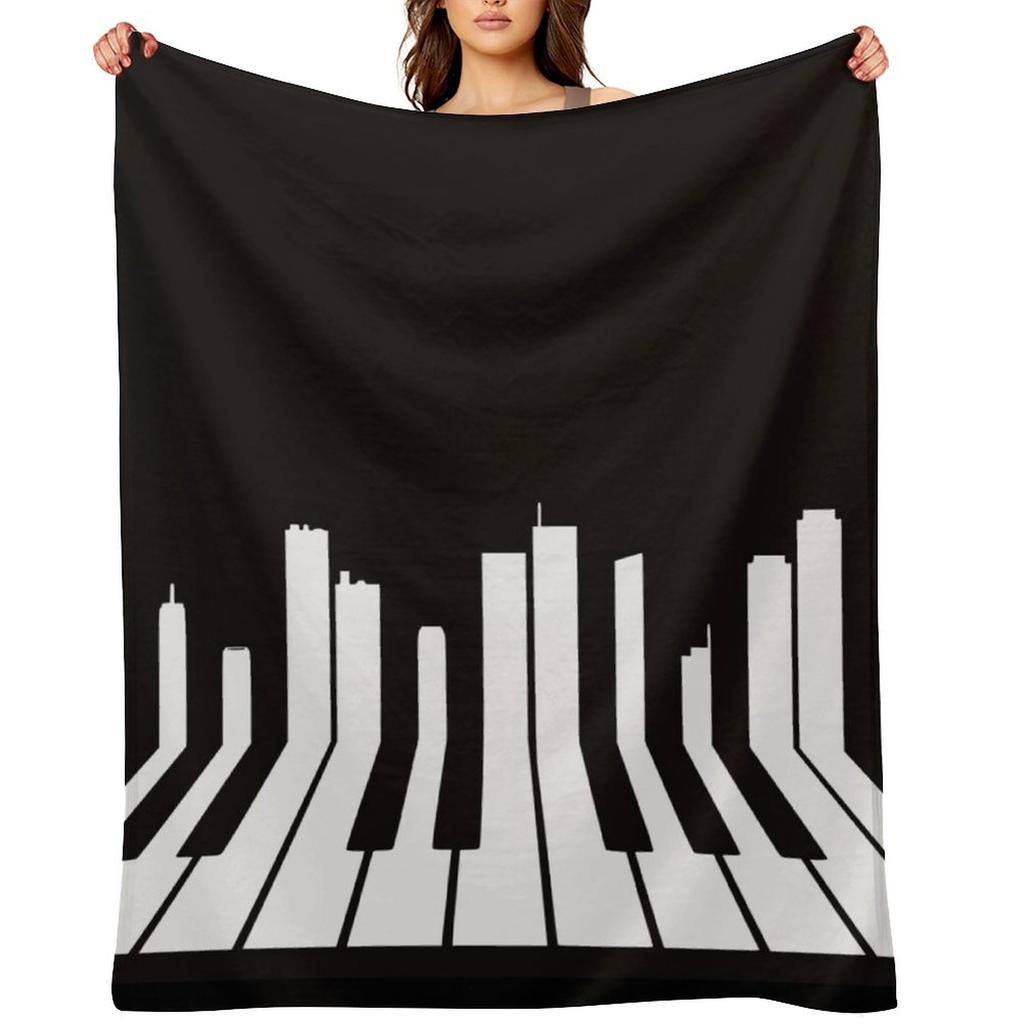Piano City Music Throw Blanket Flannel Fabric Blankets and Throws Christmas Decoration Multi-Purpose Blankets