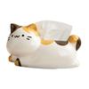Ceramic Cat Tissue Box Cat Design Facial Paper Dispenser Funny Kitten Tissue Holder For Countertop Vanity Nightstand Bedroom
