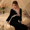 Women Sexy Nightwear V Neck Long Sleeve Nightdress for Ladies Nightgown Velvet Long Dress Nighties Sleepwear Home Clothes Pijama