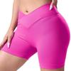 Seamless Cross-Waist Breathable Peach-Lift Yoga Shorts - Quick-Drying Athletic Three-Point Design