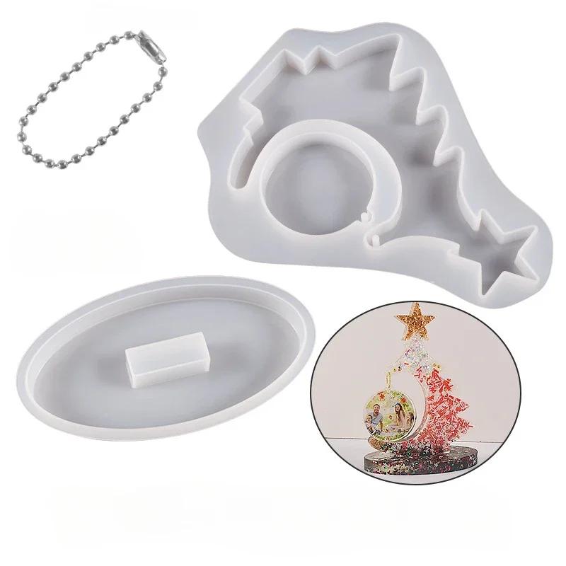 DIY Crystal Epoxy Resin Mold for Christmas Tree Photo Frame Silicone Mold Home Decor Ornaments Casting Christmas Theme