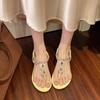 Large size sandals women's new summer wear flat-bottomed rhinestone herringbone foot beach sandals
