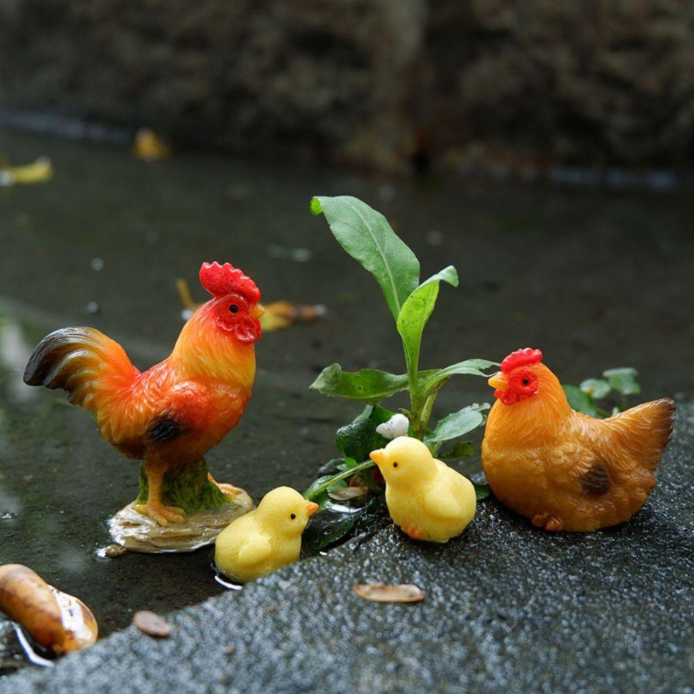 Resin Chicken Doll Ornaments DIY Decoration Crafts Kawaii Mini Model Desktop Toys  Home Decoration