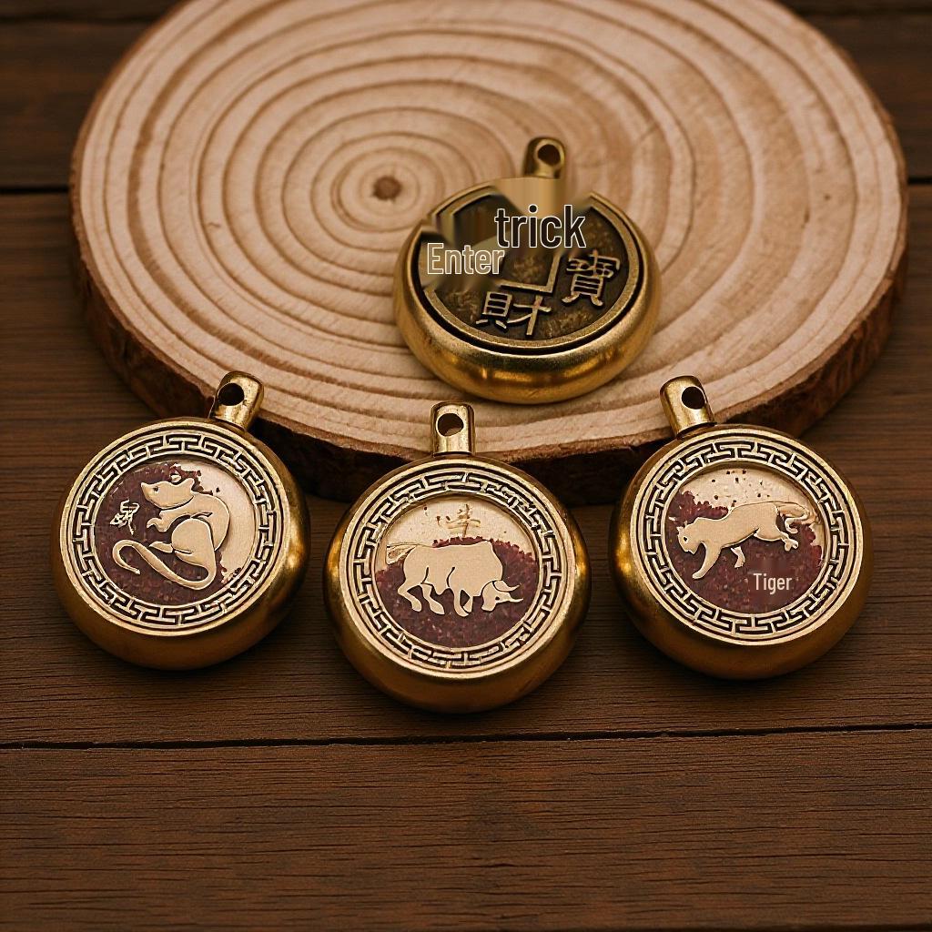Brass Rotating Zodiac Keychain Pendant: Unisex Creative Handicraft