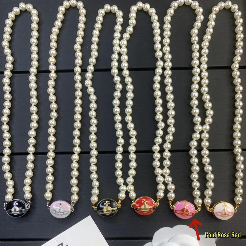Empress Dowager Cixi Enamel Buckle Pearl Necklace: Sweet Cool Clavicle Chain