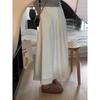 Women's Mid-Length A-Line White Lace Patchwork Skirt - Spring 2025 Collection