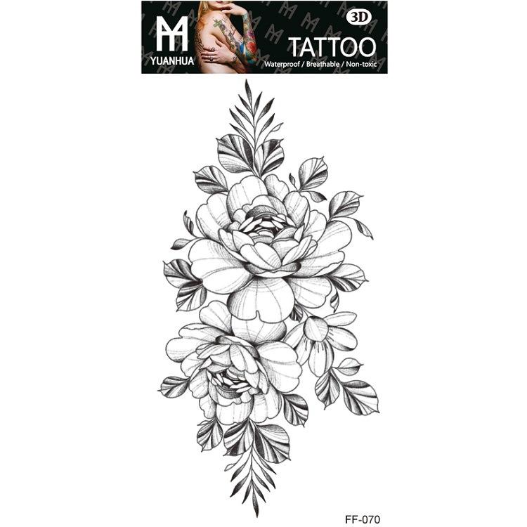 Plain Flower Bohemian Blue Rose Mermaid Waterproof Tattoo Sticker Simulation Water Transfer Sample Sticker